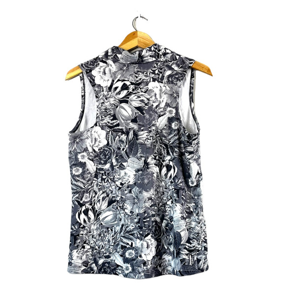 Women's Black and White Floral Tank Top M - Picture 2 of 7